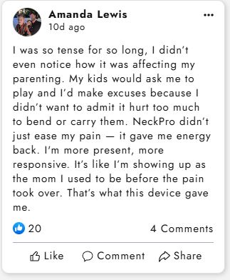 Testimonial from Amanda Lewis about NeckPro