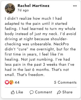 Testimonial from Rachel Martinez about NeckPro