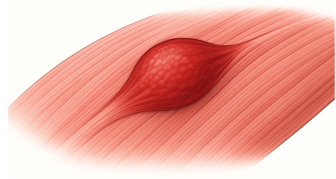 Illustration of a myofascial trigger point in muscle tissue